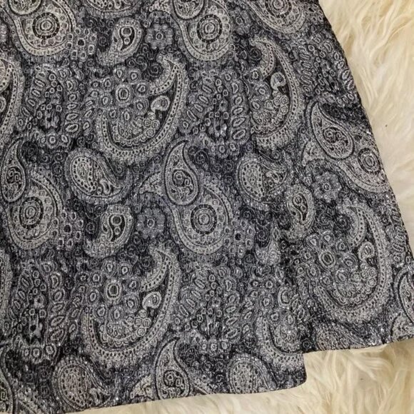 Alice + Olivia A-Line Dress Silver Printed Sleeveless with V-Neck Exposed Zip Cl - Picture 5 of 11